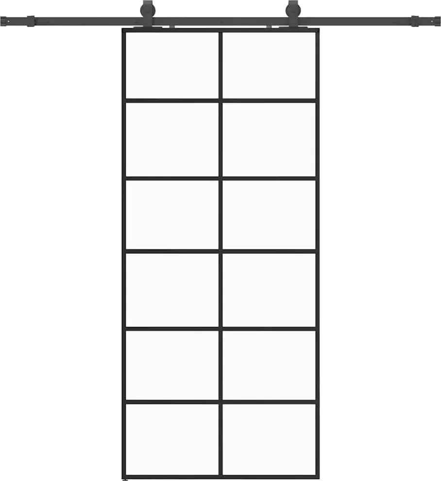 vidaXL Ușă glisantă cu set de feronerie neagră 90x205 cm Sticlă ESG