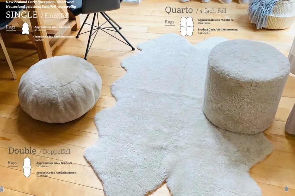 Covor din blana de oaie Short Wool Curly Quarto 180x110cm