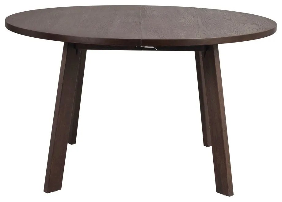 Masă de dining maro închis rotundă extensibilă cu aspect de lemn de stejar ø 130 cm Glenside – Rowico