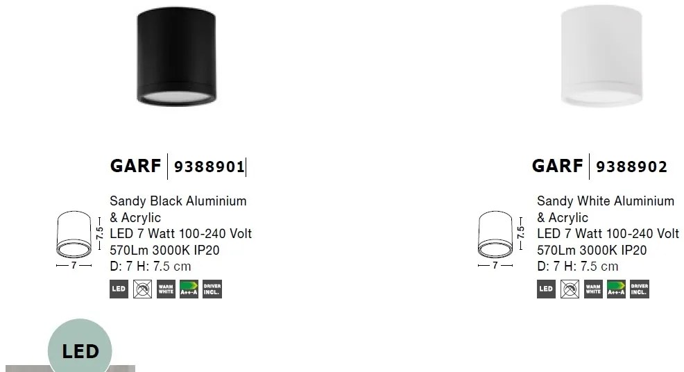 Spot LED aplicat tavan / plafon design modern minimalist GARF alb