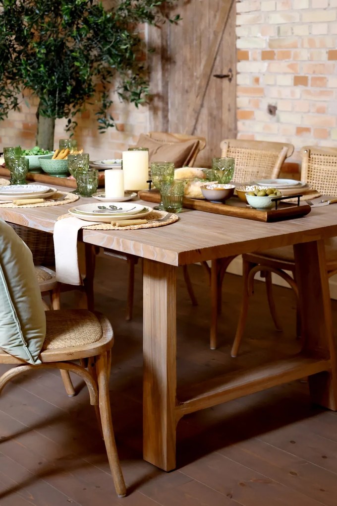 Masă de dining natur din lemn reciclat, H77/L200/W110 cm