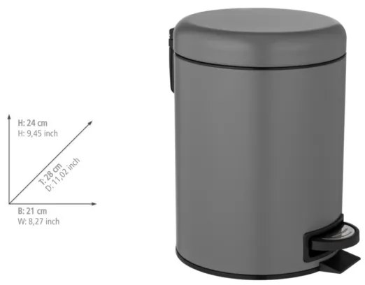 WENKO 24682100 - Coș LEMAN 21x24 cm, gri/negru