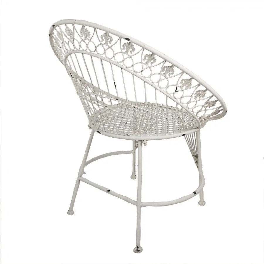 Scaun de exterior, alb, din metal, cu aspect vintage
