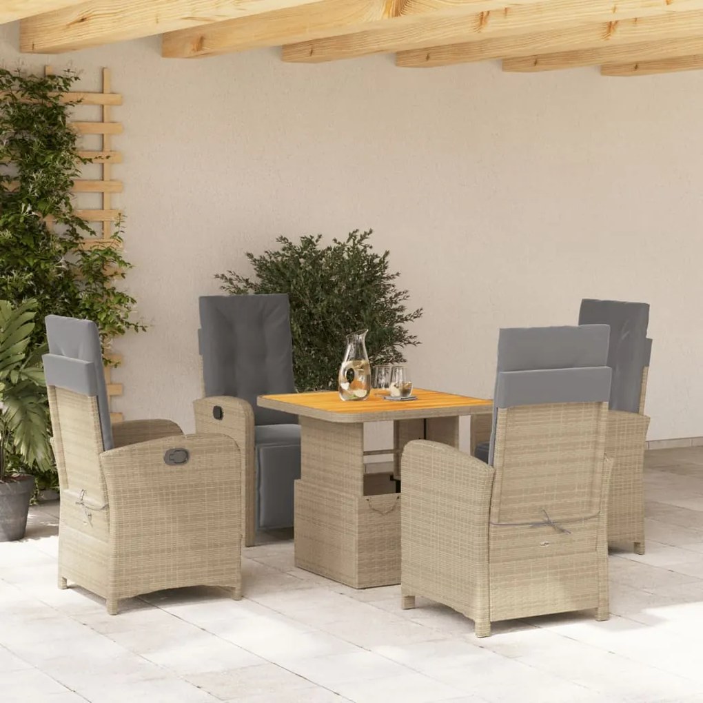 3277364 vidaXL Set mobilier de grădină cu perne, 5 piese, bej, poliratan