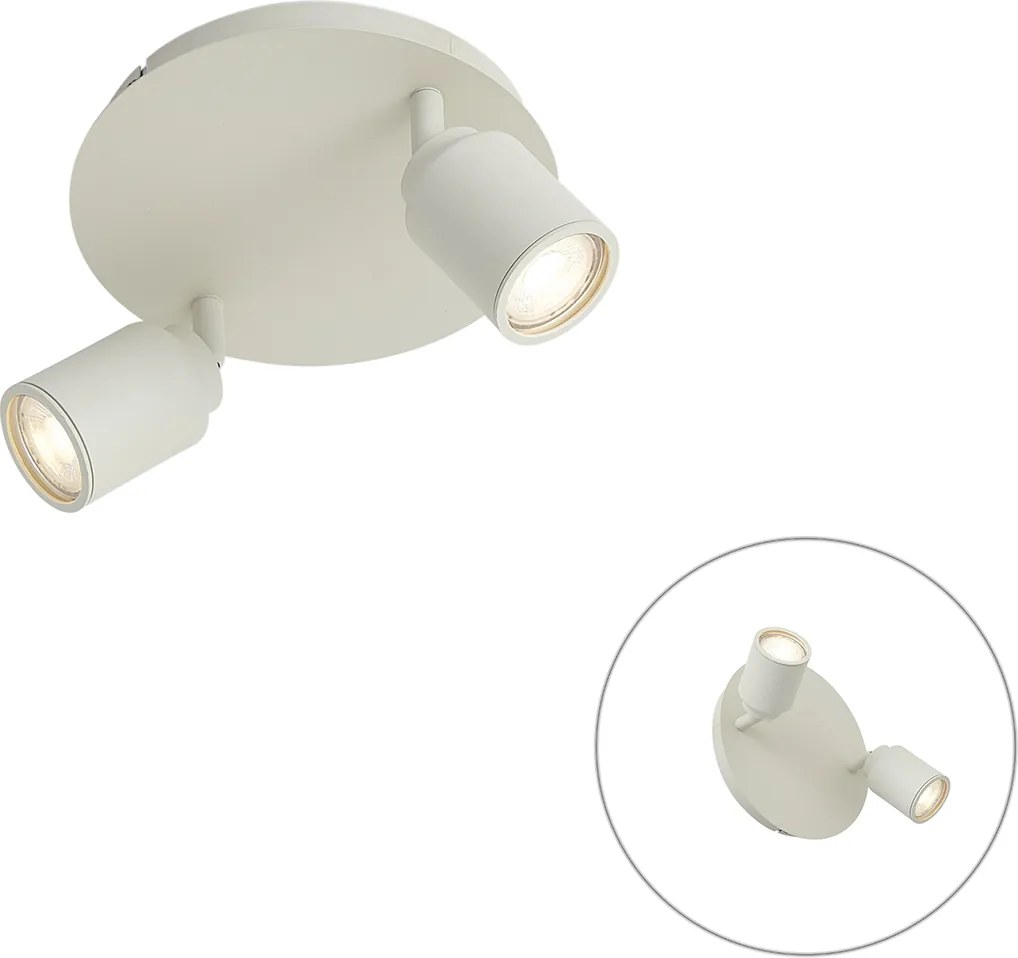 Spot modern de baie bej cu 2 lumini IP44 - Ducha