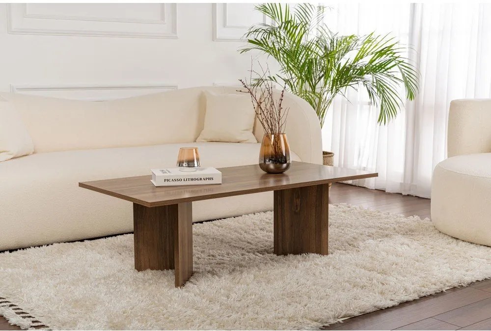 Măsuță de cafea maro închis cu aspect de lemn de nuc 60x119 cm Sabin – Kalune Design