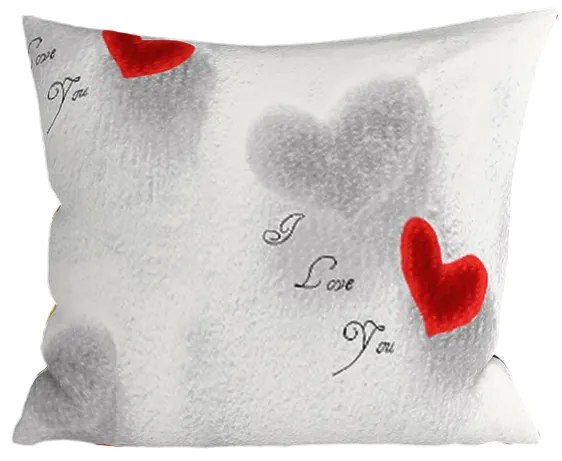 Set de 2 bucati huse decorative pentru perna din microfibra HEARTIZIA 45x45 cm, gri deschis
