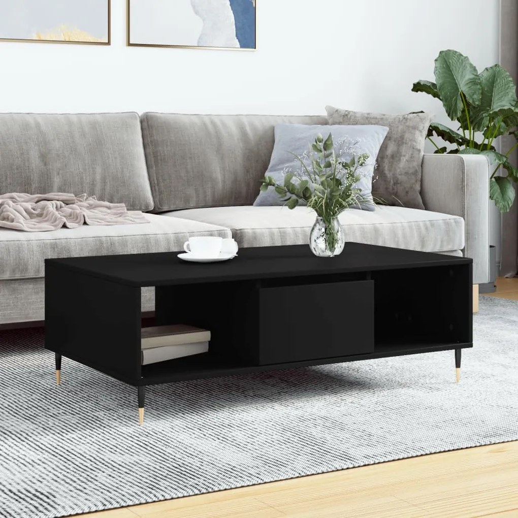 vidaXL Masă de cafea, negru, 104x60x35 cm, lemn compozit