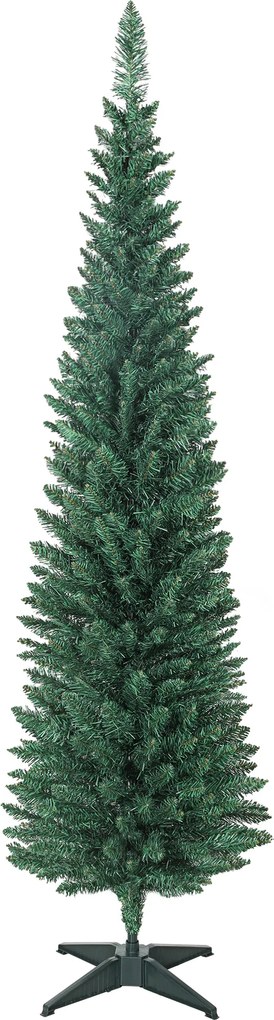 HOMCOM Brad de Crăciun artificial slim 180 cm cu 321 de ramuri, aspect de brad, cu bază din plastic, verde | Aosom Romania