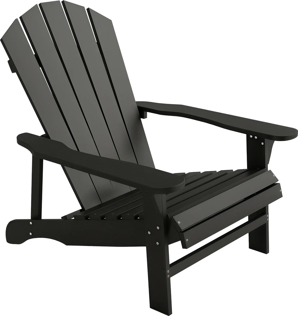 Outsunny Scaun Adirondack rezistent la intemperii din lemn pentru exterior, scaun de grădină cu spătar înalt și cotiere | Aosom Romania