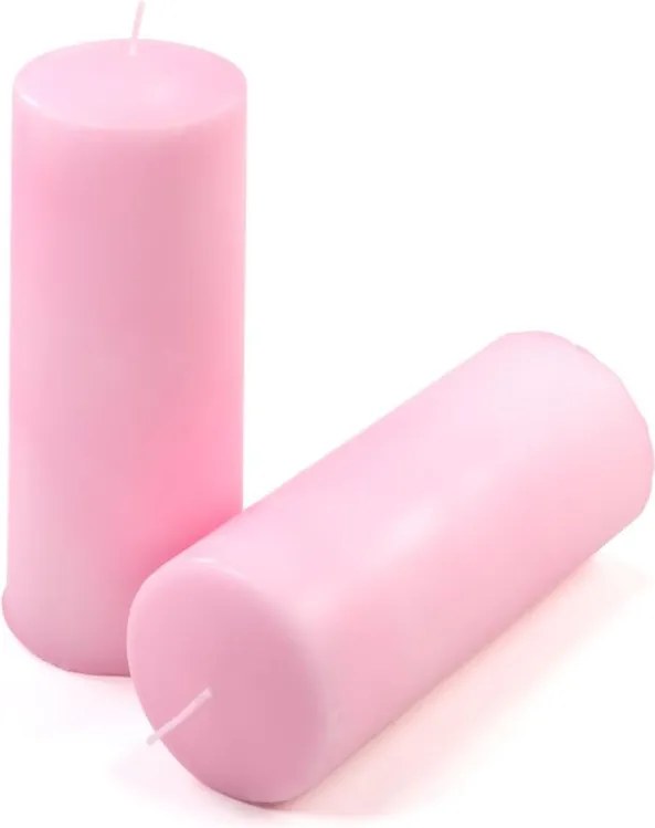 Set de lumânări tip pilon, 20 cm, Ø 7,5 cm, roz, 4 buc