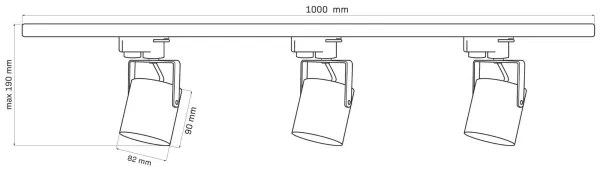Spot pentru sistem de șină MINOR 3xGU10/10W/230V + 1 m sistem de șină