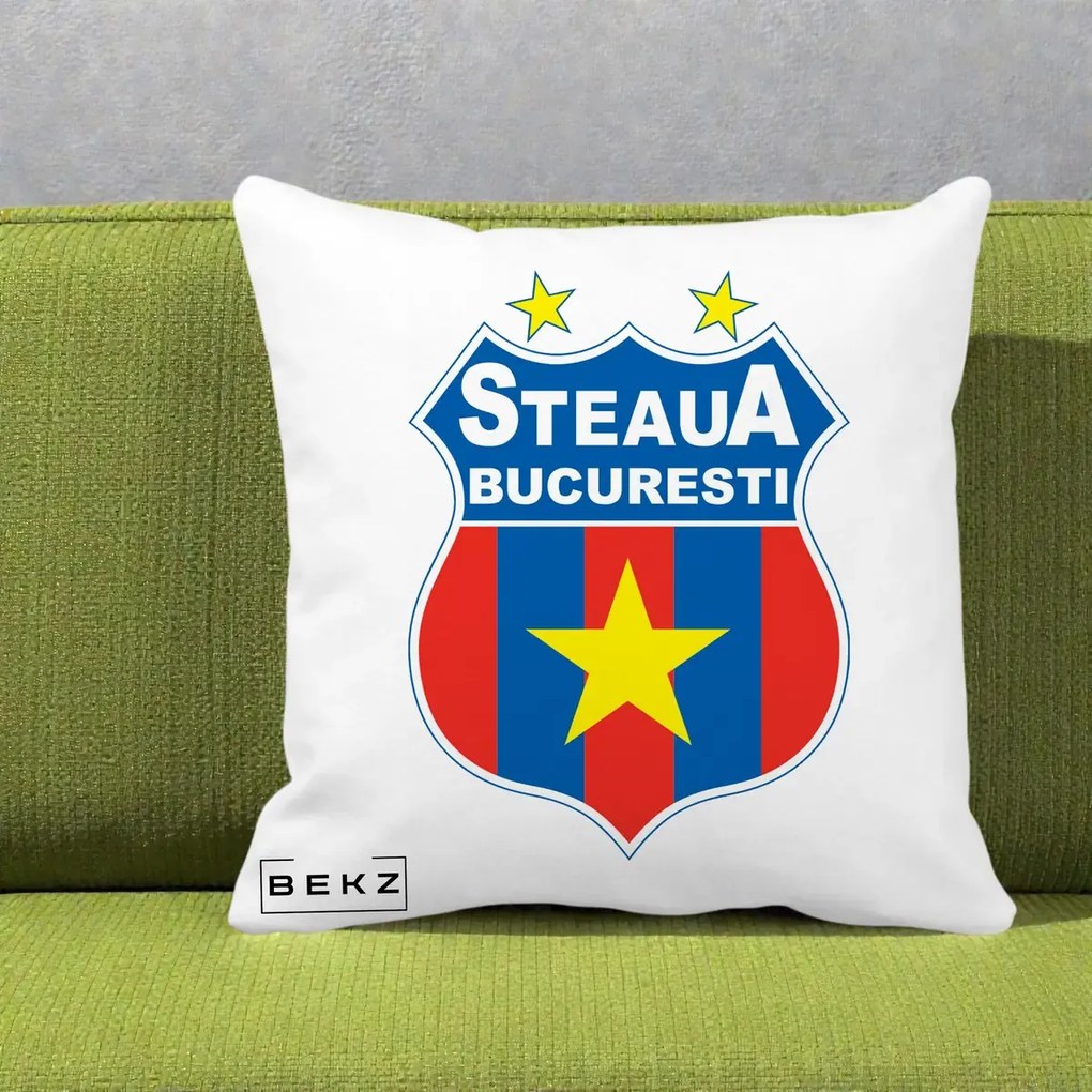 Perna Personalizata Steaua Bucuresti Fotbal, 40x40 cm, Alba Mata, Husa Detasabila, Perna Inclusa, BEKZ®