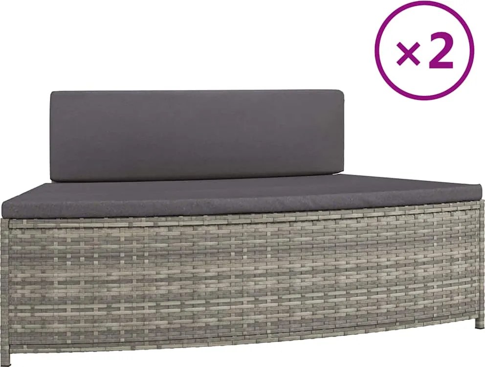 vidaXL Bănci pentru spa cu perne, 2 buc., gri, poliratan