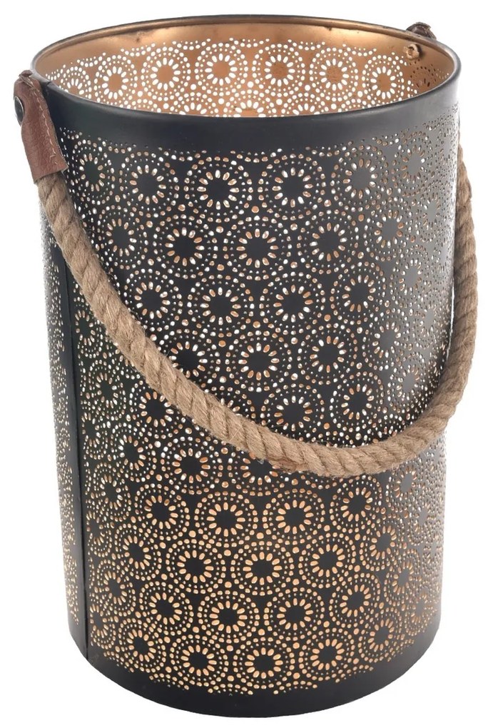 In Decor Sfeșnic metalic Dot negru, 25 x 25 x 35cm, L