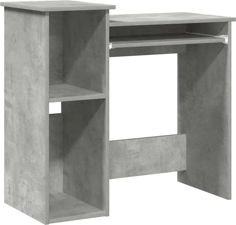 vidaXL Birou cu rafturi, gri beton, 84x40x78 cm, PAL