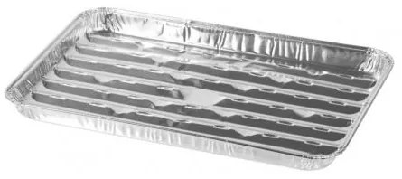 Tava aluminiu de unica folosinta, dreptunghiulara, pentru gratar, perforata, set 3 buc, 34x23x2.5 cm, Magic Home
