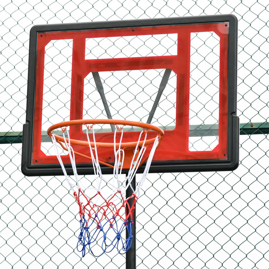 HOMCOM Suport de basket cu roți, Coș de basket reglabil, independent, Plastic, Oțel, 75L x 83L x 205-261H cm | Aosom Romania