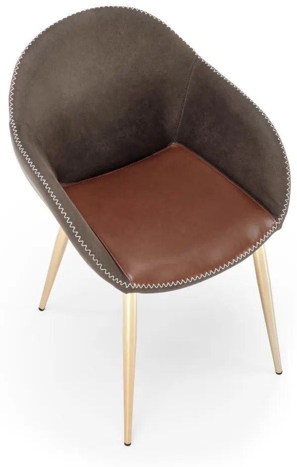 Scaun K304 piele ecologica gri maro
