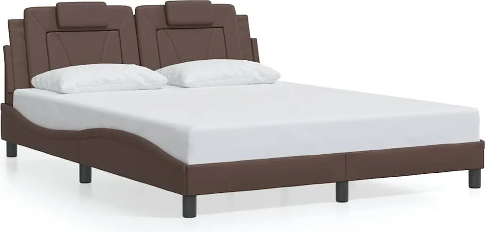 vidaXL Cadru de pat, Viana, fără saltea, maro, 160x200 cm, piele ecologică