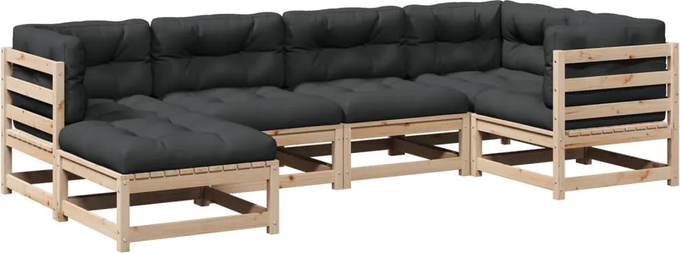 vidaXL Set canapele de grădină cu perne, 6 piese, lemn masiv de pin