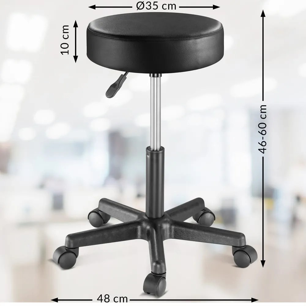 Taburet pe roți BONY, Ø35cm, negru Casaria