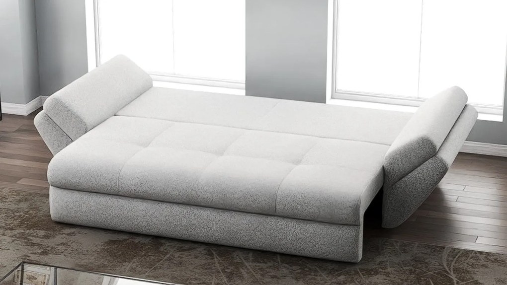Canapea extensibilă dumonde cu ladă de depozitare si sezut confortabil din spuma high-density, Loana Euphoria Dove 250x100 cm