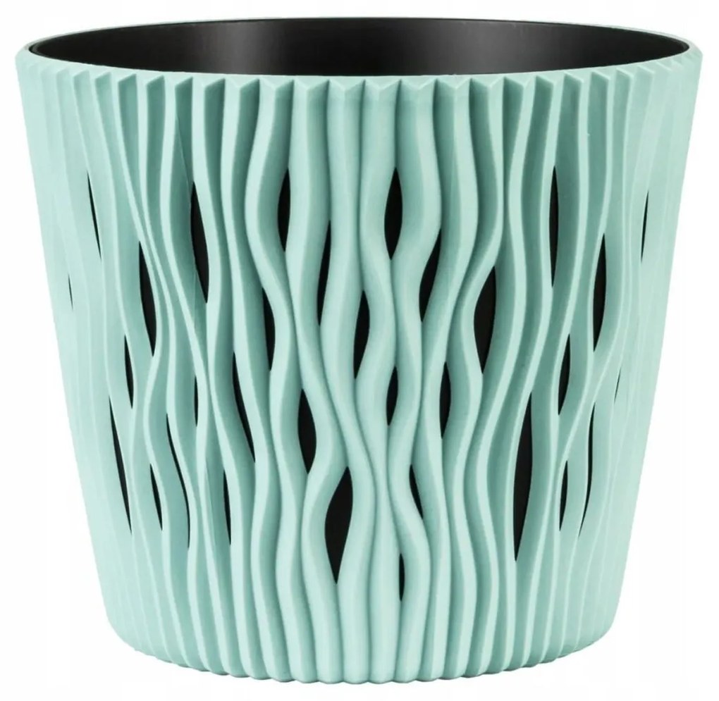 Ghiveci decorativ de flori, rotund, verde, 22.5x19.2 cm, Sandy Round
