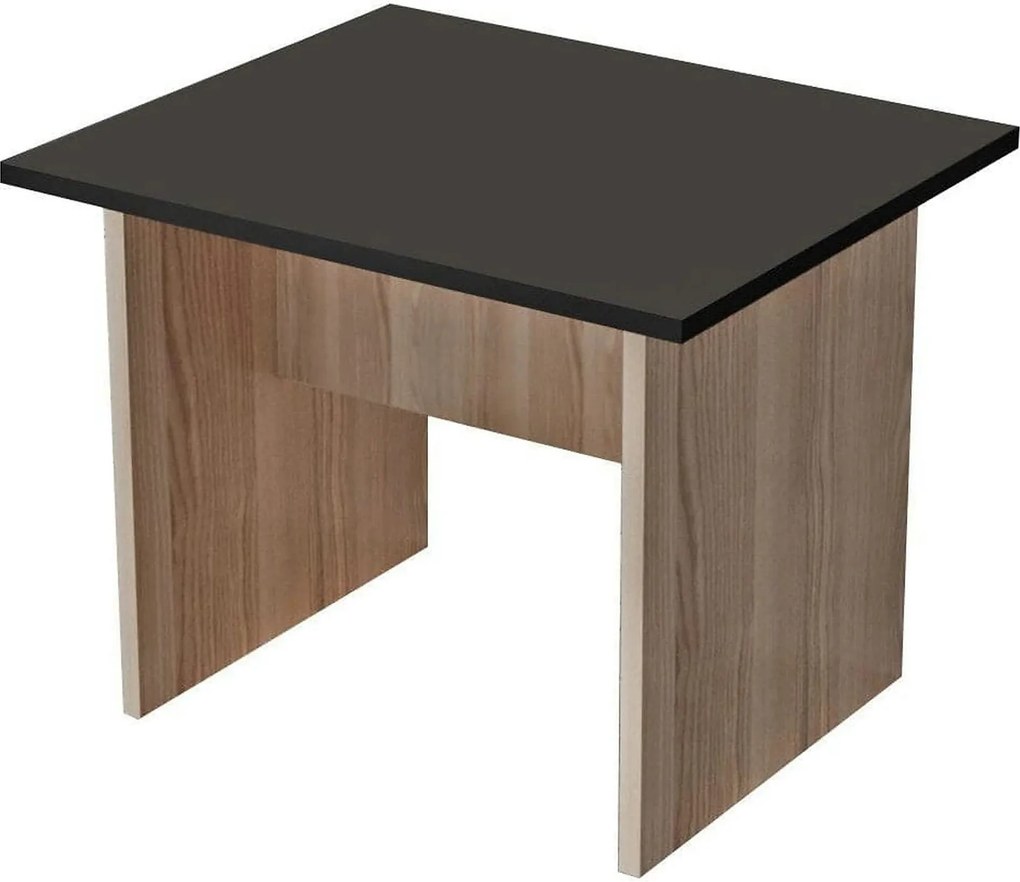 Masuta cafea, stejar/negru, PAL melaminat, 60x50x46 cm