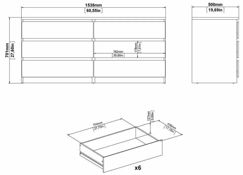 Comodă Simplicity 154 x 50 x 70 cm, alb lucios