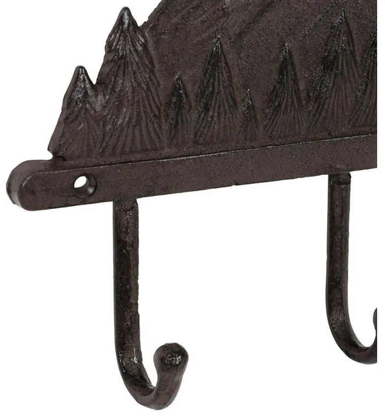 Cuier din fonta, negru, 4 agatatoare, Montagne Brown