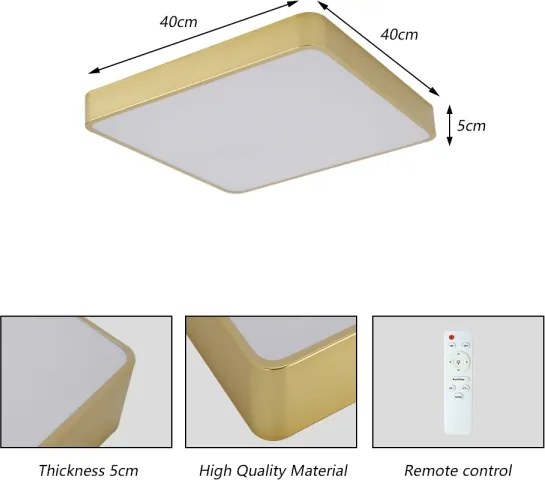 Brilagi-LED Plafonieră reglabilă POOL LED 36W, 230V, 3000-6000K, 40x40 cm, auriu + telecomandă