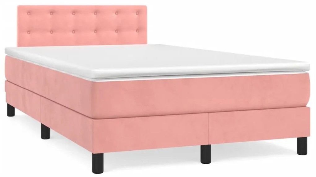 vidaXL Pat box spring cu saltea, negru, 120x190 cm, catifea