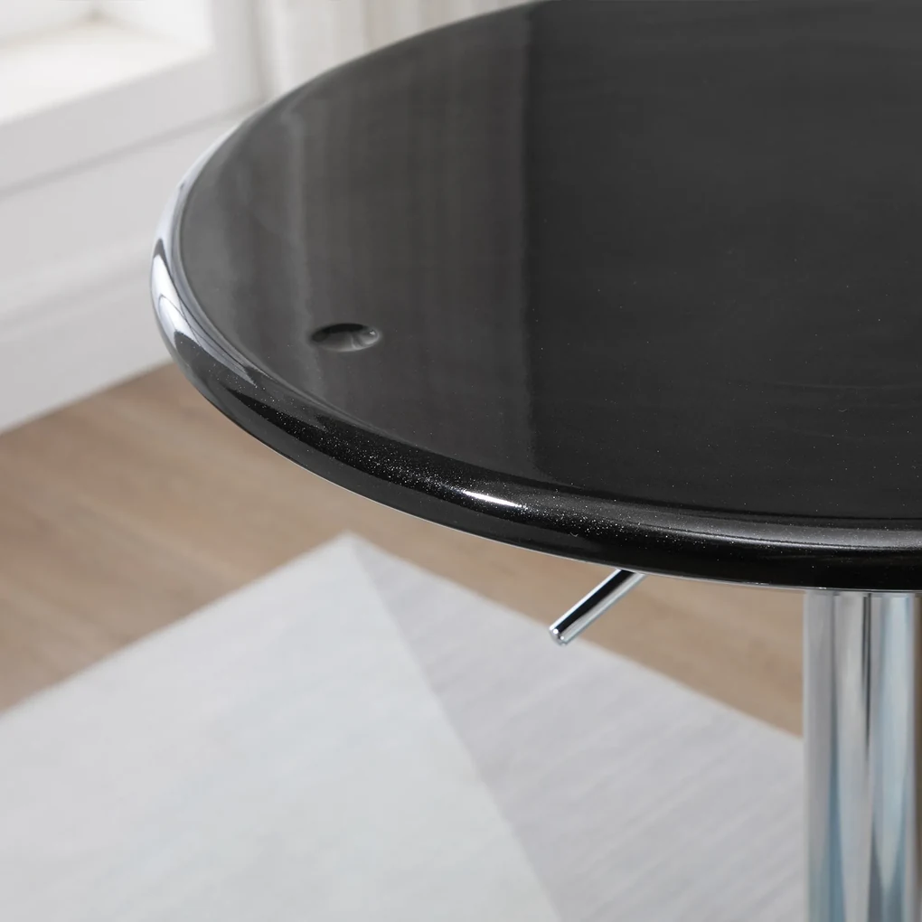 HOMCOM Masă Rotundă Bar cu Plan Rotativ, Înălțime Ajustabilă, Oțel, Φ61x76-97cm, Negru | Aosom Romania
