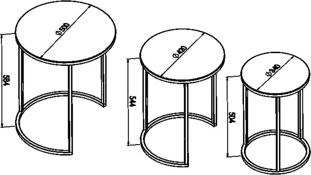 Set masuta de cafea sticla,Seria 440,Homs, 3 buc,0027