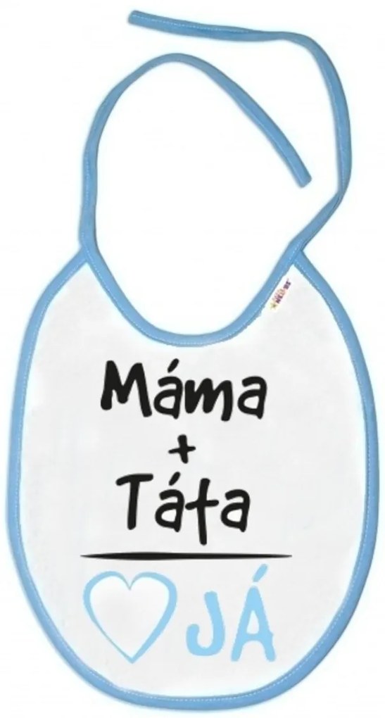 Baby Nellys Bavetă impermeabilă mama + Tata, 24 x 27 cm - albastru