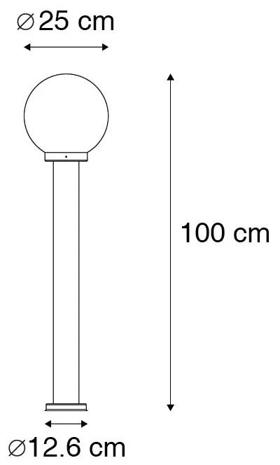 Stâlp de iluminat exterior modern din oțel inoxidabil 100 cm cu sferă din plastic IP44 - Sfera