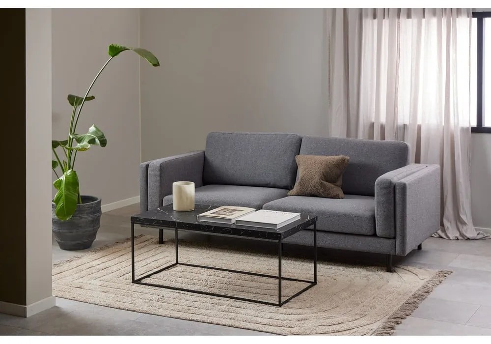 Măsuță de cafea neagră cu blat cu aspect de marmură 55x110 cm Barossa – Actona