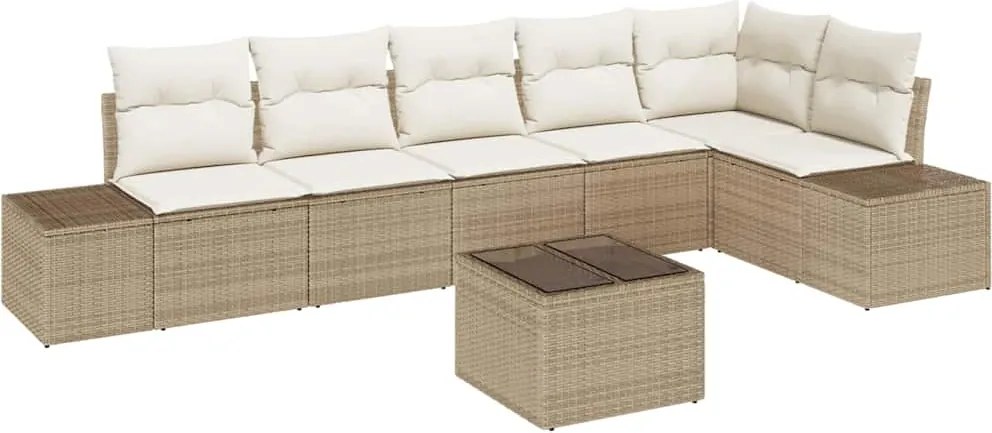vidaXL Set de canapele pentru grădină 7 pcs Bej și crem poliratan