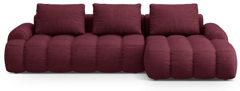 Colțar burgundy extensibil/cu spațiu de depozitare (cu colț pe partea dreaptă/cu șezlong) Linz – Cosmopolitan Design