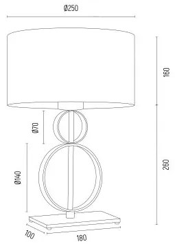 Veioza, lampa de masa design modern Perseo crem, auriu, negru