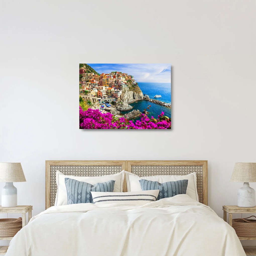 Tablou pe sticlă - Satul italian Manarola (70x50 cm)