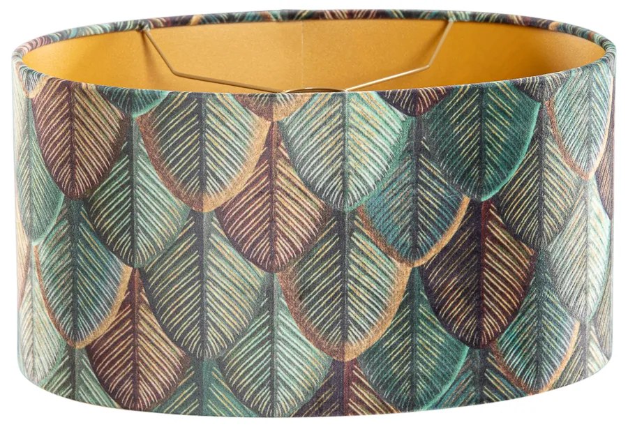 Abajur din catifea cu design frunze și interior auriu, oval 35/23/18
