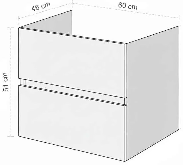 Mobilier pentru lavoar pe blat, 60 cm, alb lucios, Fluminia Genova