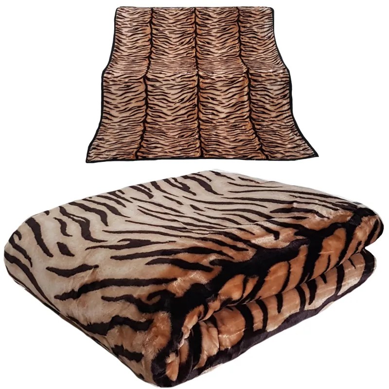 Pătură acrilică de lux modernă, culoarea maro cu model de tigru Lăţime: 160 cm | Lungime: 210 cm