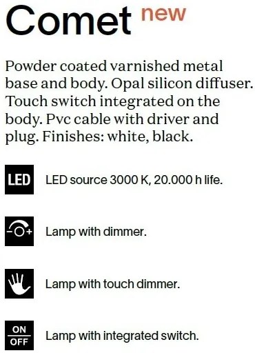 Lampadar LED modern tip arc Comet pt alb