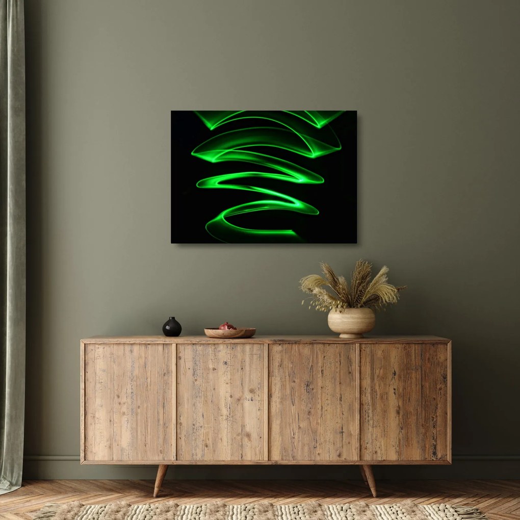Tablou pe sticlă - valuri neon (70x50 cm)