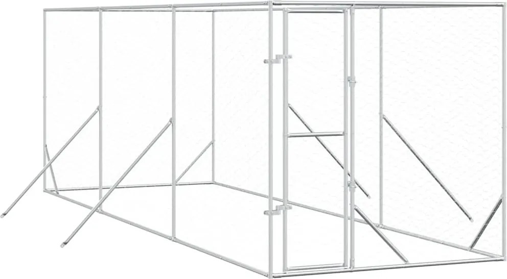 vidaXL Padoc de exterior pentru câini argintiu 2x6x2 m oțel galvanizat