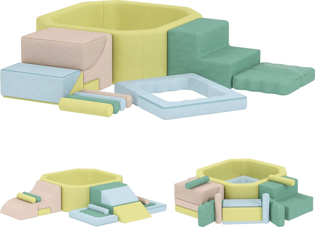 AIYAPLAY Circuit motricitate bebeluși modul motricitate bebeluși cu piscină de bile husă lavabilă 160 x 137,5 x 30 cm multicolor | Aosom Romania