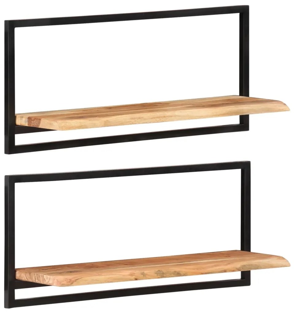 vidaXL Rafturi de perete 2 buc. 80x25x35 cm lemn masiv acacia/oțel